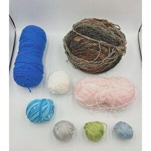 Yarn‎ Mixed MULTI-COLOR Lot Of 8 Craft Crochet Knitting PREOWNED